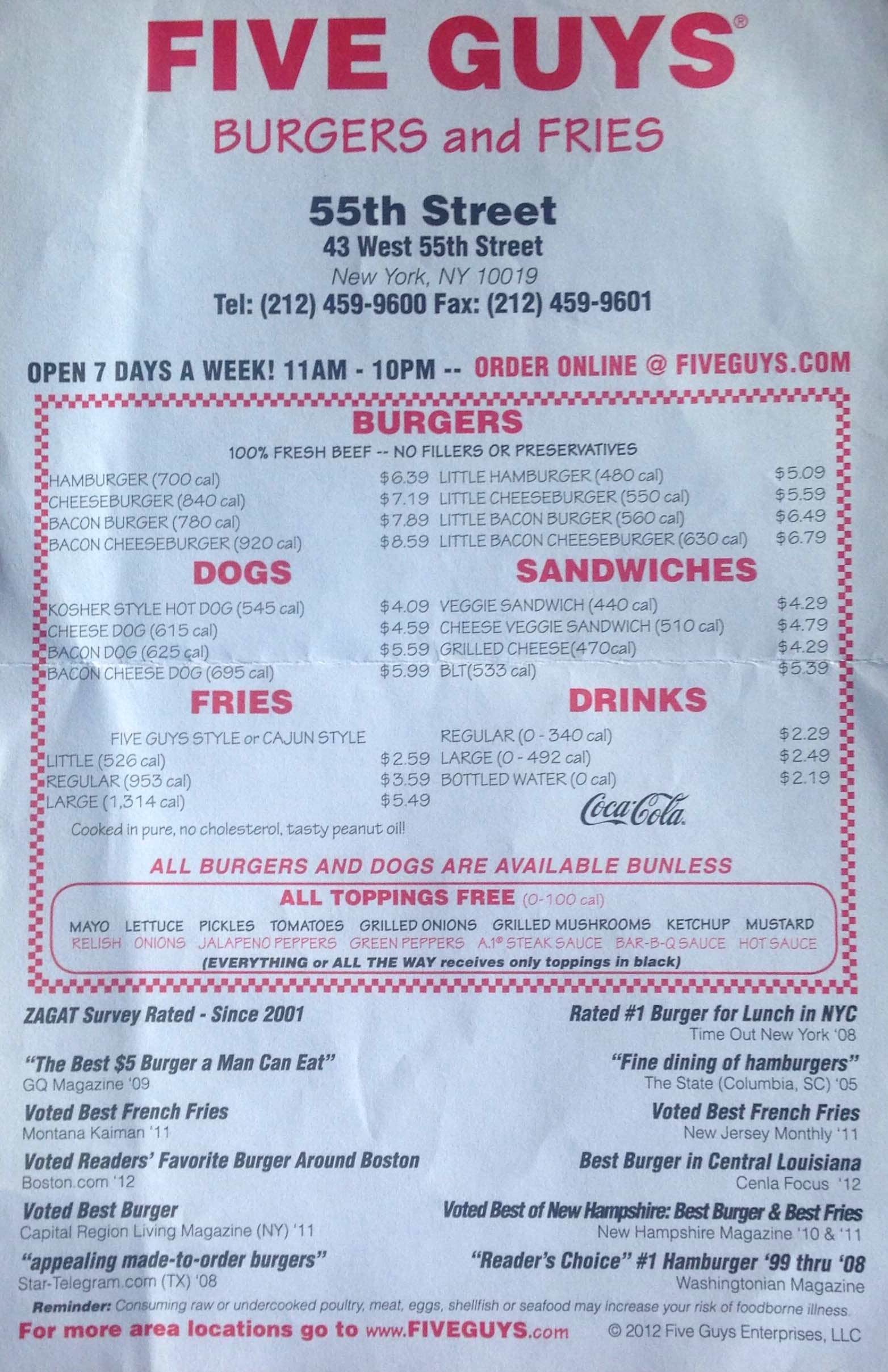 Five Guys Onalaska Menu 76 - 9187pz3